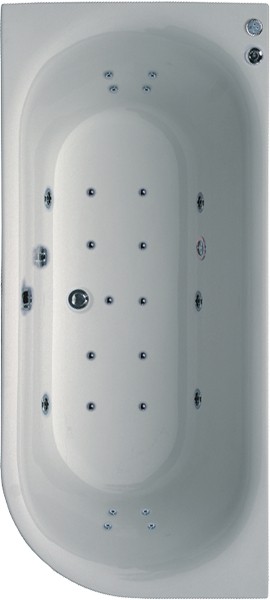 Eclipse Corner Whirlpool Bath & Panel. 24 Jets. Right. technical image