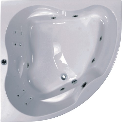 Large Corner Whirlpool Bath. 14 Jets. 1500x1500mm. technical image