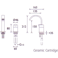 Basin Mixer with Single Lever Control. technical image
