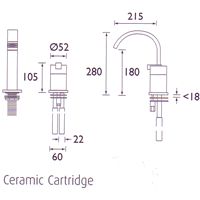 Bath Filler with Single Lever Control. technical image