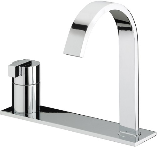 Basin Mixer with Single Lever Control and Mounting Plate. technical image