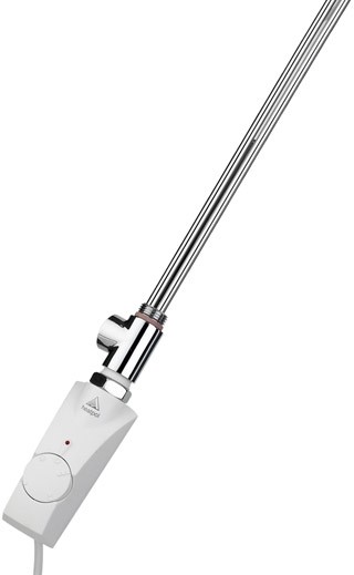 150W Thermostatic Element & Adaptor In White & Chrome. technical image