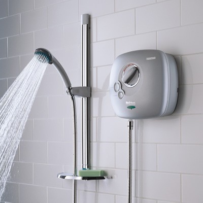 1500 Thermostatic Power Shower In Matt Chrome. technical image
