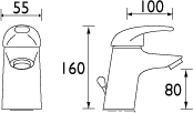 Mono Basin Mixer Tap (Chrome). technical image