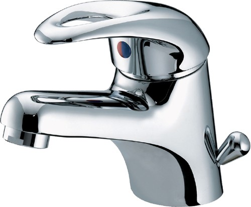 Mono Basin Mixer Tap With Side Action Pop Up Waste (Chrome). technical image