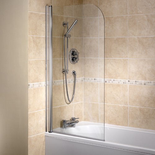 1 Panel Bathscreen (Left Handed, Silver). technical image