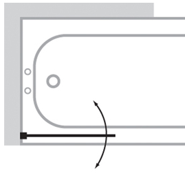 1 Panel Bathscreen (Left Handed, Silver). technical image