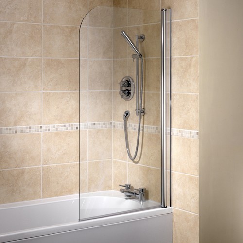 1 Panel Bathscreen (Right Handed, Silver). technical image