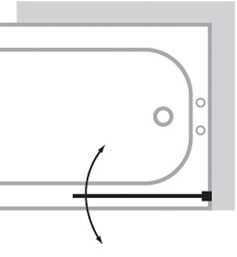 1 Panel Bathscreen (Right Handed, Silver). technical image