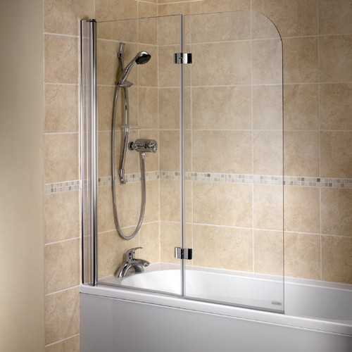 2 Panel Bathscreen (Left Handed, Silver). technical image