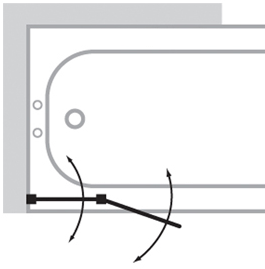 2 Panel Bathscreen (Left Handed, Silver). technical image