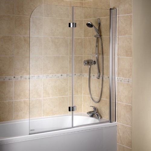2 Panel Bathscreen (Right Handed, Silver). technical image