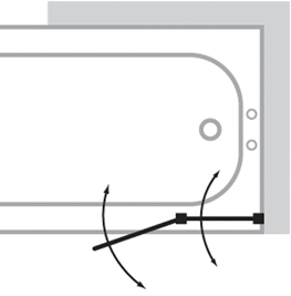 2 Panel Bathscreen (Right Handed, Silver). technical image