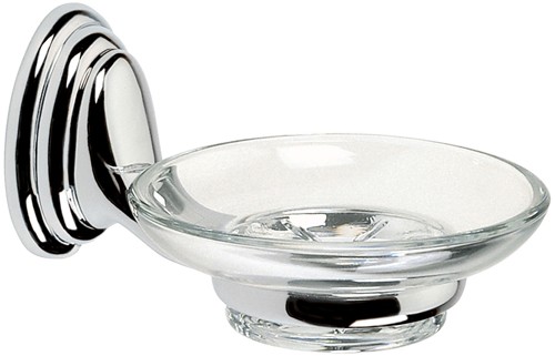 Glass Soap Dish (Chrome). technical image