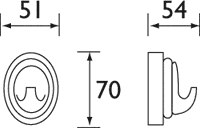 Robe Hook (Chrome). technical image