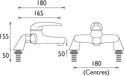 Bath Filler Tap (Chrome). technical image