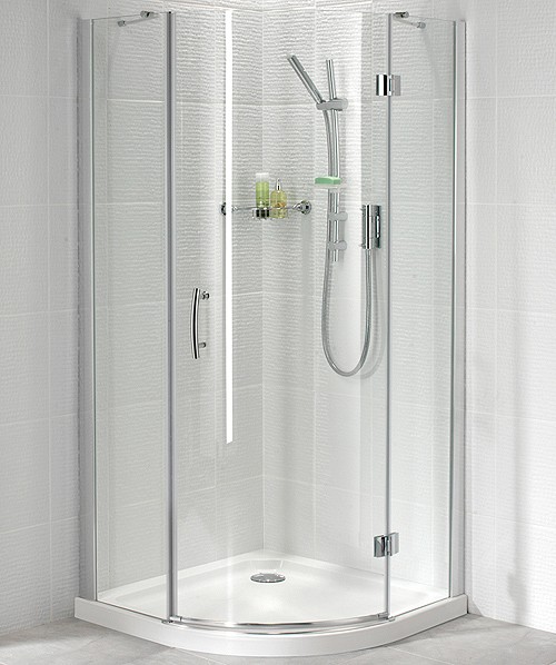 800mm Quadrant Shower Enclosure With Hinged Door (Silver). technical image