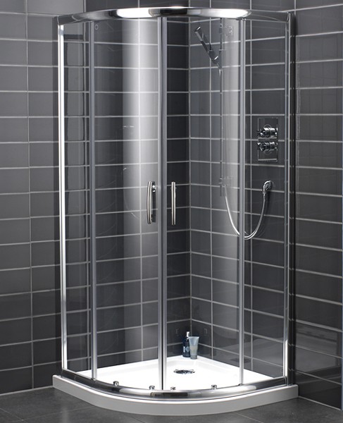 800mm Quadrant Shower Enclosure With Sliding Doors (Silver). technical image