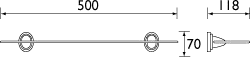 500mm Glass Shelf With Brackets (Chrome). technical image