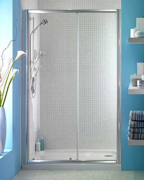1200mm Sliding Shower Door (Left Handed, Silver). technical image