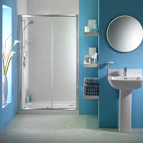 1200mm Sliding Shower Door (Left Handed, Silver). technical image