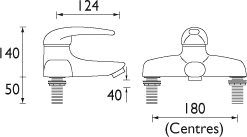 Single Lever Bath Filler Tap (Chrome). technical image