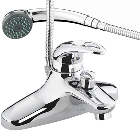 Single Lever Bath Shower Mixer Tap With Shower Kit (Chrome). technical image