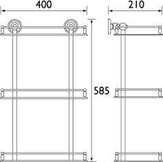 3 Tier Glass Shelf, Chrome Plated. technical image