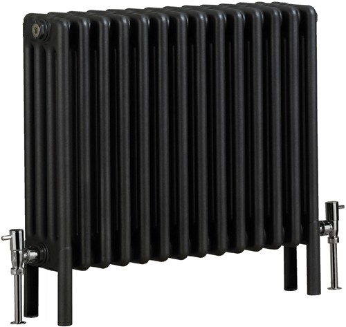 Nero 4 Column Bathroom Radiator (Gun Metal). 670x600mm. technical image