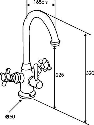 Rosedale Traditional Water Filter Kitchen Tap. technical image