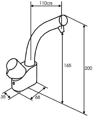 Solo Nebula Cold Water Filter Kitchen Tap. technical image