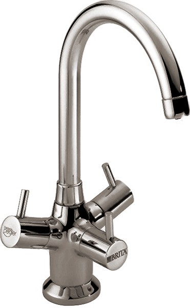 Titanium Modern Water Filter Kitchen Tap (Brushed Steel). technical image