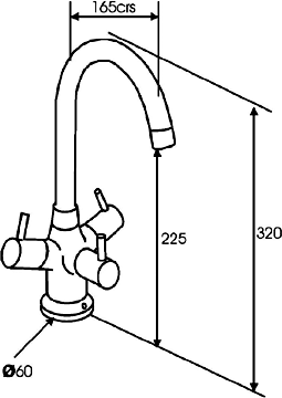 Titanium Modern Water Filter Kitchen Tap (Chrome). technical image