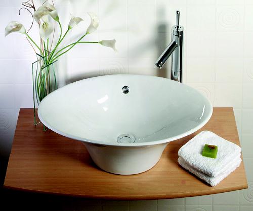 Fluted Free-Standing Bowl with no tap holes. 610x375x170mm technical image