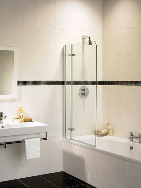 Coral silver 2 panel inline bath screen (right handed) technical image