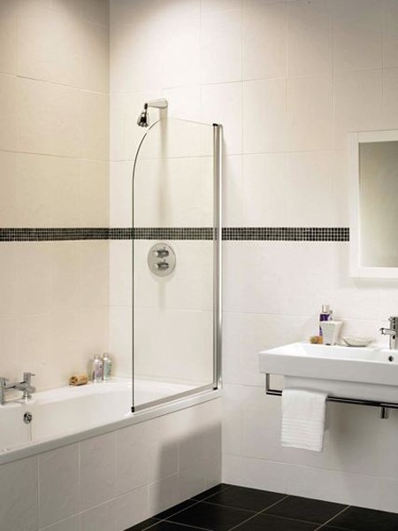 Coral silver curved bath screen. technical image