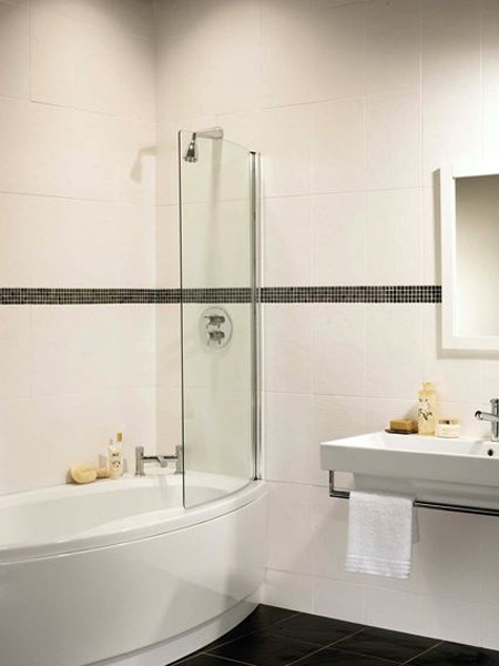 Coral silver bow bath screen. technical image