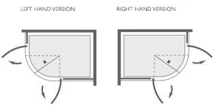 Allure Right Handed 800x1200 offset quadrant shower enclosure. technical image