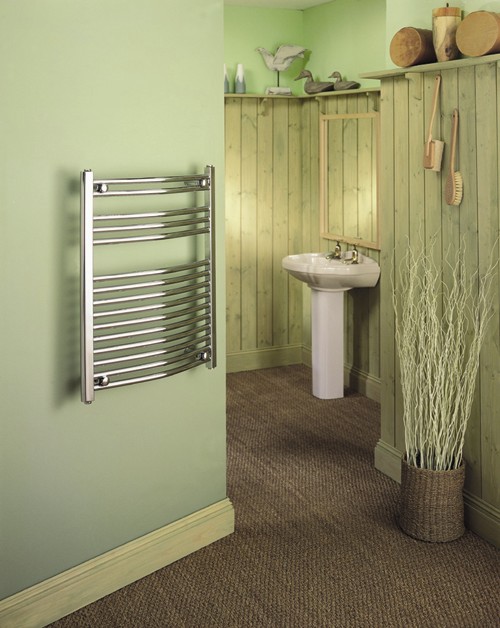 Chrome Curved Multi-Rail Towel Radiator. 600x1200mm. 1619 BTU. technical image