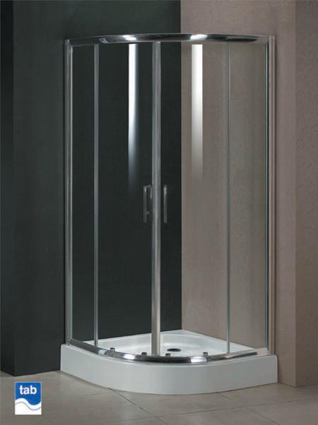 Milano 900x900 quadrant shower enclosure with double sliding doors. technical image