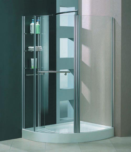 Milano Unique right handed offset quadrant shower enclosure and tray. technical image