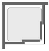 Ultra 760mm shower enclosure with sliding corner doors. technical image