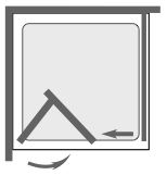 Ultra 800mm infold shower enclosure door. technical image