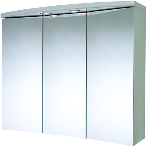 3 Door Bathroom Cabinet, Lights & Shaver. 830x690x250mm. technical image