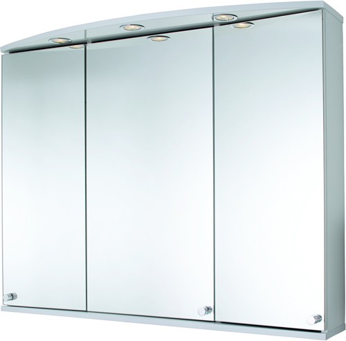 3 Door Bathroom Cabinet, Lights & Shaver. 1000x800x270mm. technical image
