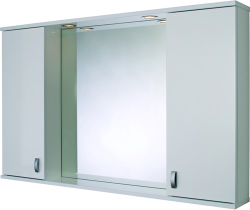 2 Door Bathroom Cabinet, Lights & Shaver.  1130x710x150mm. technical image