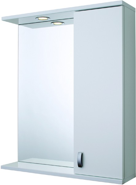 Mirror Bathroom Cabinet, Light & Shaver.  600x710x150mm. technical image