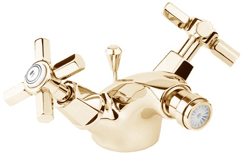 Mono Bidet Mixer Tap With Pop Up Waste (Gold). technical image