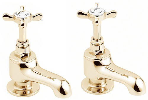 Vanity Basin Taps (Pair, Gold). technical image