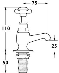 Vanity Basin Taps (Pair, Gold). technical image